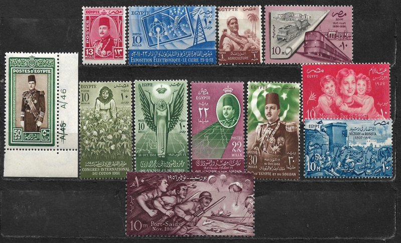 COLLECTION LOT OF 12 EGYPT MH/UNUSED 1950+ STAMPS CV + $20