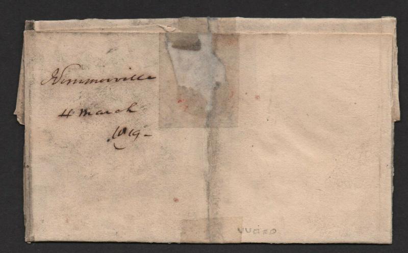 $Nashville Tenn stampless cover March 5, 1819 oval F/L