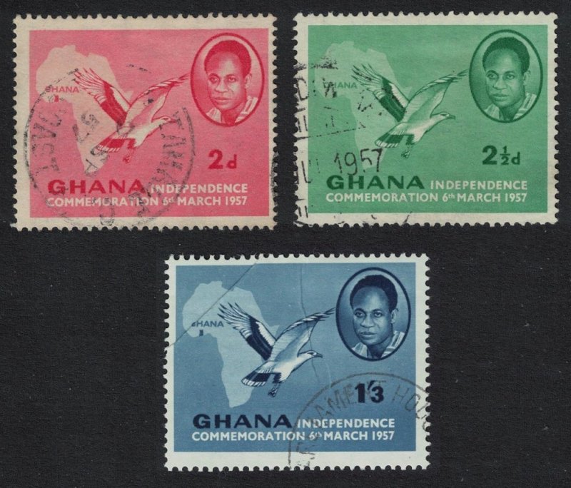 Ghana Palm-nut Vulture Bird Independence 3v 1957 Canc SC#1=4 SG#166=169