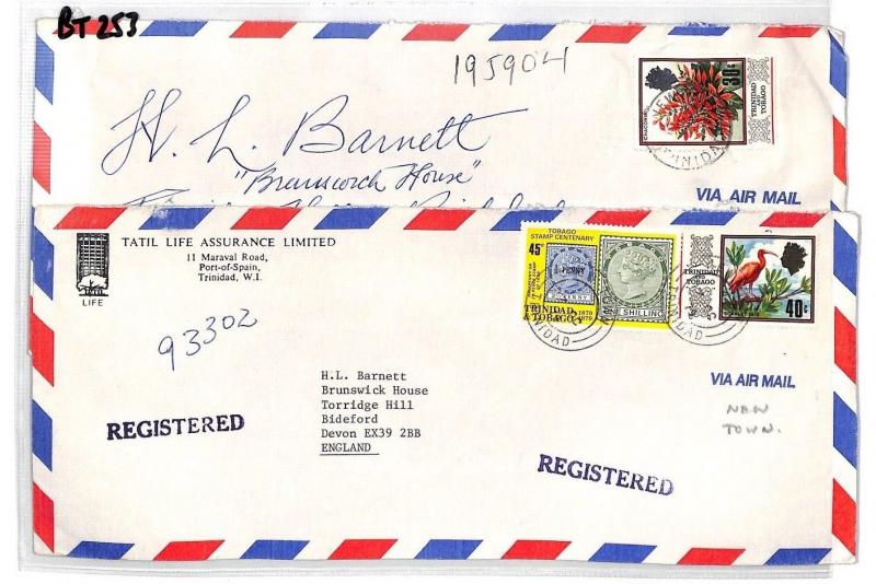 BT253 1979 Trinidad & Tobago *New Town* REGISTERED Commercial Air Mail Covers{2}