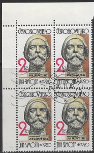 .Czechoslovakia #2433 Famous People - Zrzavy. Top corner block of four.  Nice.