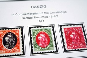COLOR PRINTED DANZIG / GDANSK 1920-1939 STAMP ALBUM PAGES (45 illustrated pages)