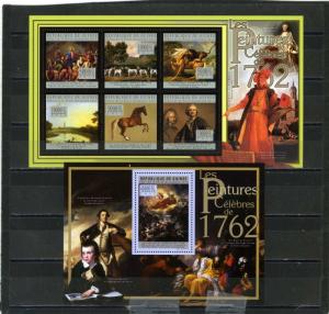 GUINEA 2012 FAMOUS PAINTINGS 1762 SHEET OF 6 STAMPS & S/S MNH