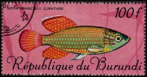 Burundi 200 - Cto - 100fr Gunther's Killifish (1967) (cv $0.75)