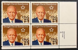 Scott#: 2513 - Dwight D. Eisenhower 25¢ 1990 ABNC Zip Block MNHOG