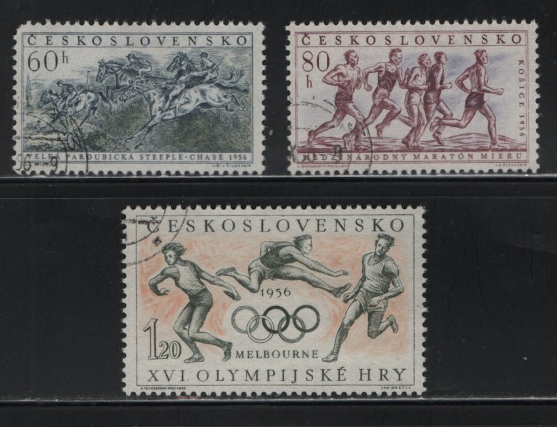 CZECHOSLOVAKIA, 763-765, (3) SET, USED, 1956, TYPES OF 1956