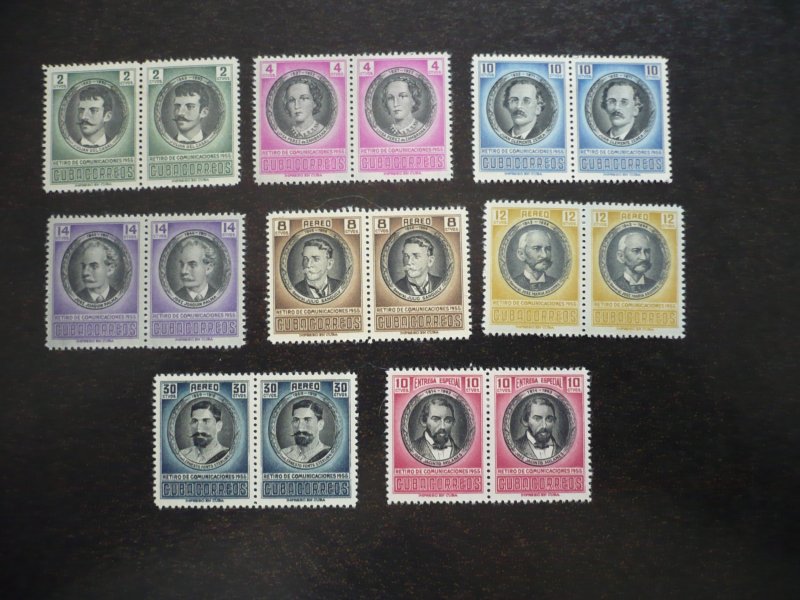 Stamps-Cuba -Scott# 553-556,C131-C133,E21 - Mint Hinged Set of 8 Stamps in Pairs