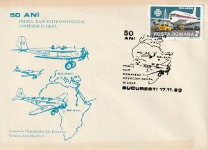 ROMANIA COVER 1983 AIRMAIL PLANES AFRICA FLIGHT TAROM SPECIAL MARKING
