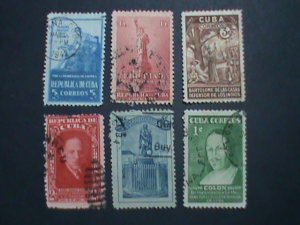 ​CUBA-LARGE PICTORIAL SIX VERY OLD CUBA USED STAMP-VERY FINE