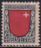 Switzerland 1920 Sc B15 Schwyz Coat of Arms Semi-postal Stamp MH