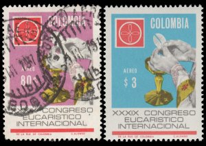 COLOMBIA AIRMAIL STAMP 1968. SCOTT # C500 - C501. USED. # 2