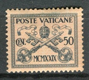 VATICAN; 1929 early Pope Pius XI issue fine Mint hinged 50c. value