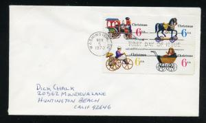 US 1418b Christmas 1970   Blk ADDR No cachet FDC 