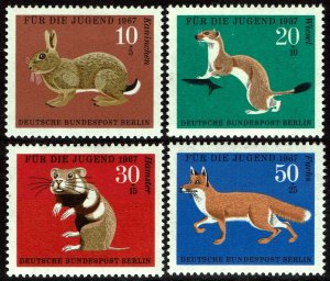 Germany Berlin #9NB45-9NB48 MNH - Animals Rabbit Fox Ermine Hamster (1967)