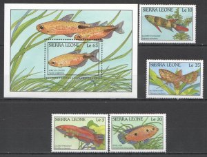 B0297 Sierra Leone Fish & Marine Life Fauna #1081-85 1Set+1Bl Mnh