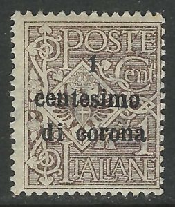 AUSTRIA ITALIAN OCCUPATION 1919 1c on 1c Surcharged ARMS Issue Sc N64 MH