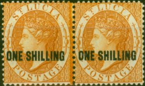 St Lucia 1882 1s Orange SG29 Superb LMM Pair Scarce