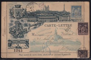 France 1894 15c Type Sage Exposition Universelle de Lyon Postal Stationery Card