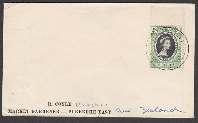 FIJI 1953 cover to NZ ex DREKETI............................................R560