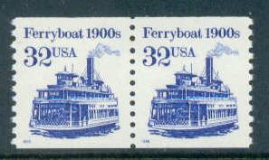 2466 32c Ferryboat Fine MNH Pair Shiny Gum