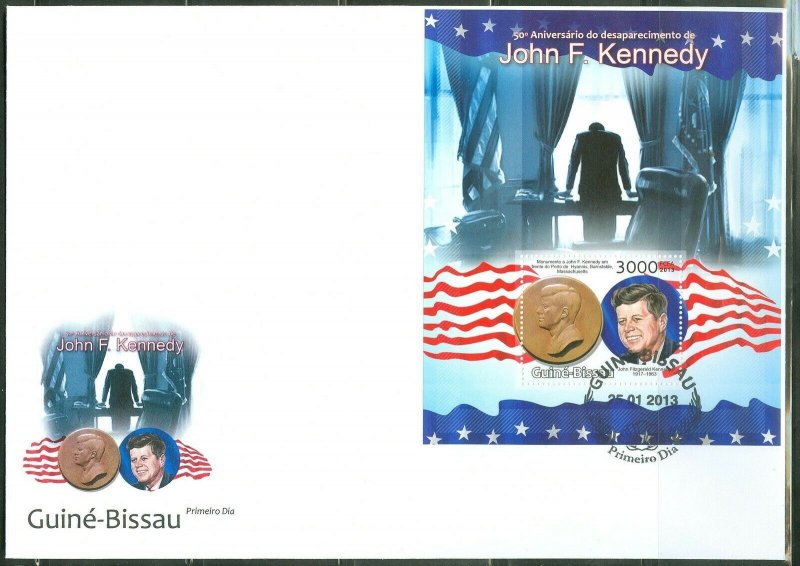 GUINEA BISSAU 2013 50th MEMORIAL  ANNIVERSARY PRESIDENT  JOHN F. KENNEDY S/S FDC