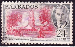 BARBADOS 1950 KGVI 24c Black & Scarlet SG278 Used