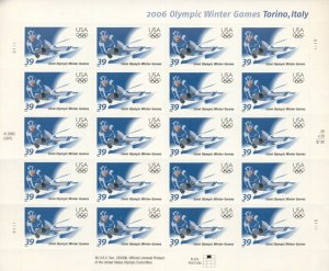 US: 2006 TORINO OLYMPIC WINTER GAMES; Sheet Sc 3995; 39 Cents Values