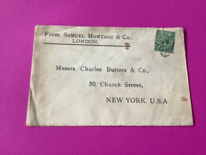 U.K. Samuel Montagu & Co to Charles Butters & Co N.Y  Stamp Cover    R40381