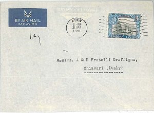 28470 -   - ADEN  -  POSTAL HISTORY  : AIRMAIL COVER to ITALY 1951