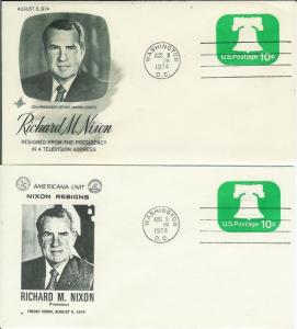 Richard Nixon SET OF 2 Resignation From Presidency August 1974