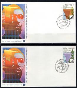 UN New York 312-313 Namibia Geneva Set of Two U/A FDC