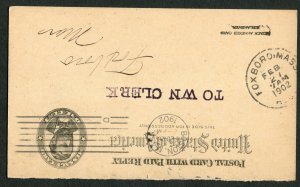 1902 US Postal Card Paid Reply Grant 1c Boston MA to Foxboro FW Dodge Constructi