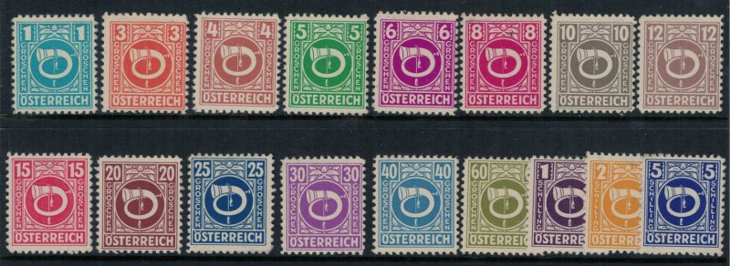 Austria #4N1-17*  CV $6.10  Allied Military Government stamps after WW2