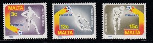 Malta # 616-618, World Cup Soccer, Mint LH, 1/3 Cat.