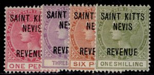 ST KITTS-NEVIS - St Christopher QV SG R3-R6, 1885 revenue set, LH MINT. Cat £124