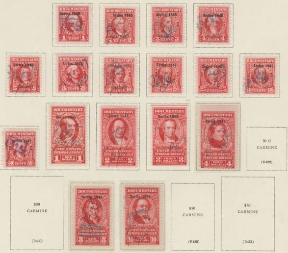 U.S. Scott #R411//R428 Revenue Stamps - Used Set