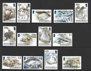 South Georgia 2004 Young Wildlife Definitives  Set of 12 + Self-adhesive MNH