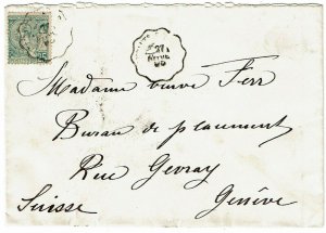 Monaco 1895 cover to Switzerland, hotel imprint reverse, franked Scott 20