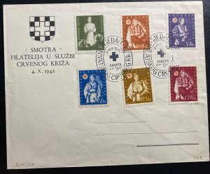 1942 Zagreb Croatia First Day Cover FDC Red Cross Aid Issue Sc#B24