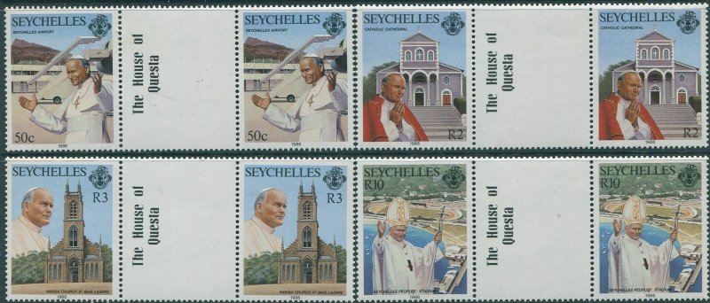 Seychelles 1986 SG654-657 Pope John Paul II visit gutter pairs set MNH