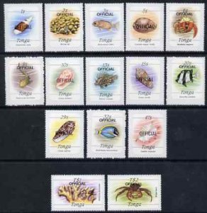 TONGA - 1984 - Marine Life o/p Official -Self Adhesive 15v Set-Mint Never Hinged