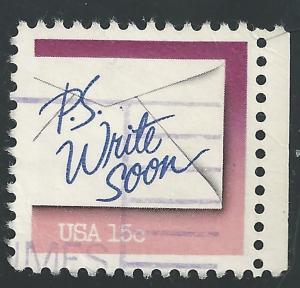 US #1806 15c National Letter WRiting Week Issue -  PS Write Soon