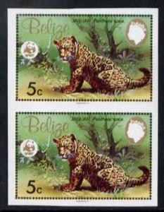 Belize 1983 WWF - Jaguar 5c (Jaguar Cub) imperf pair from...