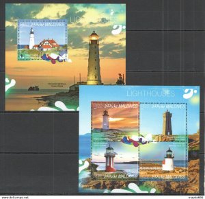 2014 Maldives Architecture Marine Life Lighthouses Kb+Bl ** Ml416