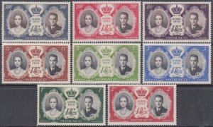 MONACO Sc #366-70,C46-8 CPL MNH SET of 8 - WEDDIING, PRINCE RAINIER/GRACE KELLY