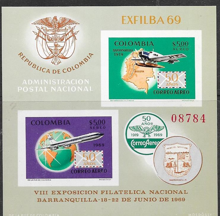 Colombia #C522a   Souvenir Sheet of 2  (MNH) CV $8.50