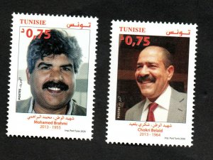 2020 - Tunisia - Martyrs of the Fatherland: Chokri Belaïd- Mohamed Brahmi- MNH** 
