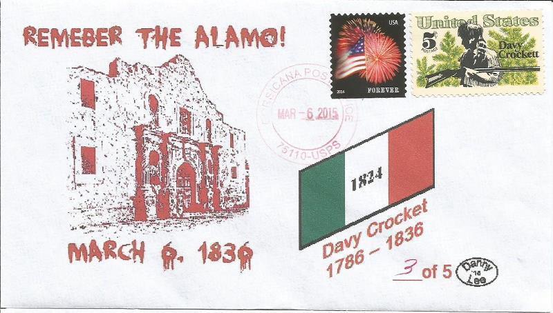 VERY LAST March 6, 1836 Remember the Alamo! SET OF FOUR #3 of 5 Cachet Covers 