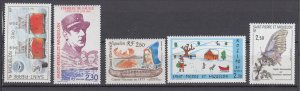 J28795,  french st pierre & miquelon mnh #498,546,550,553,554, nice topicals