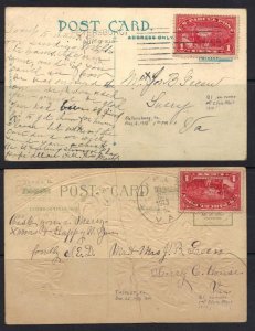 US 1913 TWO POSTAL CARDS FRANKED 1¢ PARCEL POST TRIPLAY, VA & PETERSBURG, VA